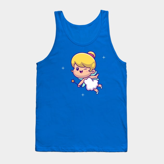 Cute Fairy Floating With Magic Wand Cartoon Tank Top by Catalyst Labs